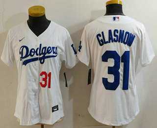 Women%27s Los Angeles Dodgers #31 Tyler Glasnow Number White Stitched Cool Base Nike Jersey